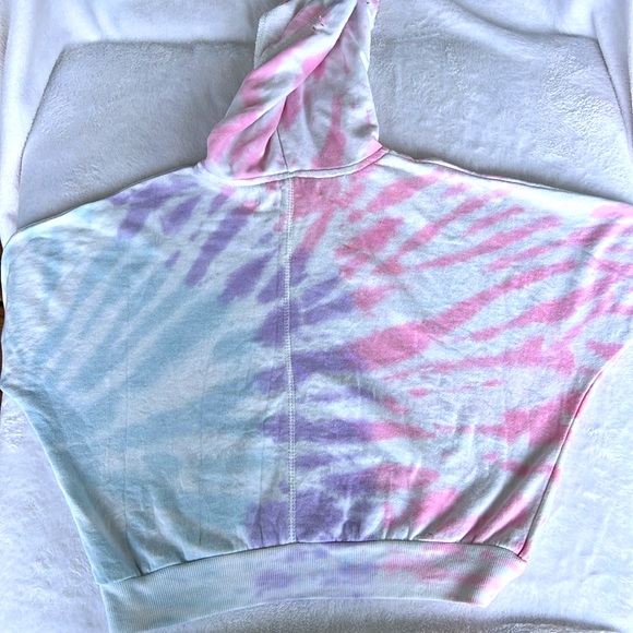 Girls’ Vintage Havana Tie Dye Distressed Lighting Bolt Rhinestone Hoodie 10/12 - Picture 9 of 10
